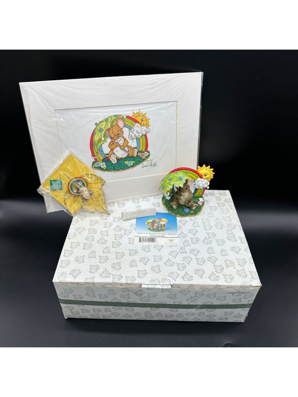 Vintage Fitz And Floyd Charming Tails Figurine Rainbow Rain 2001 Limited Edition